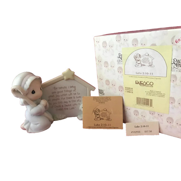 Enesco Precious Moments 1994 Luke 2:10-11 Figurine 532916 Trumpet boy shepard - Picture 1 of 8